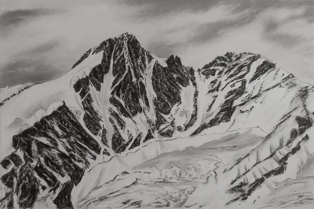 Großglockner - Kohle/Kreide - 50x70cm