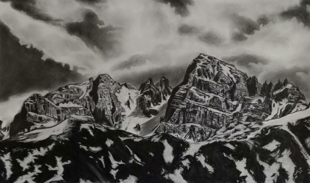 Marchreisenspitze - Kohle/Kreide - 50x70cm