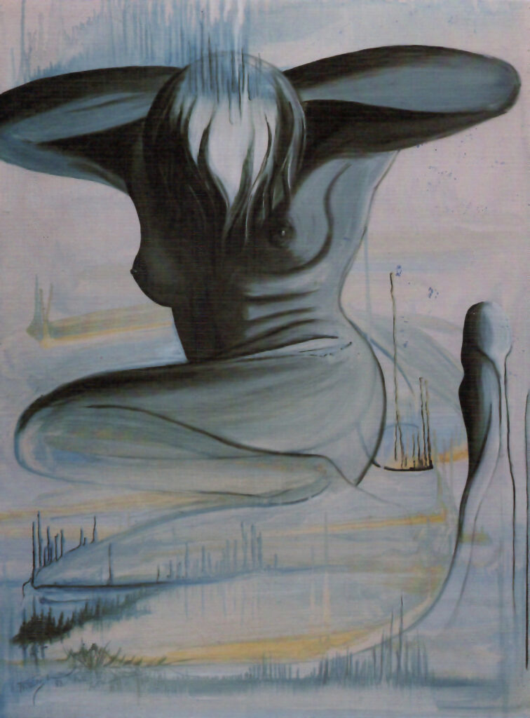 Erregte Dame mit Schleier - Öl/Leinwand - 60x80cm