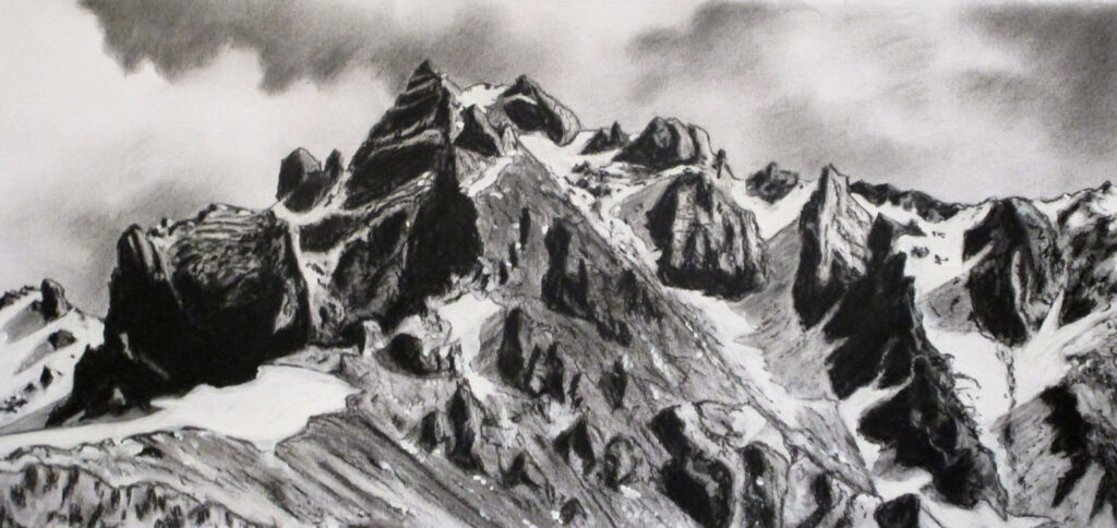 Hochtennspitze - Kohle/Kreide - 50x70cm