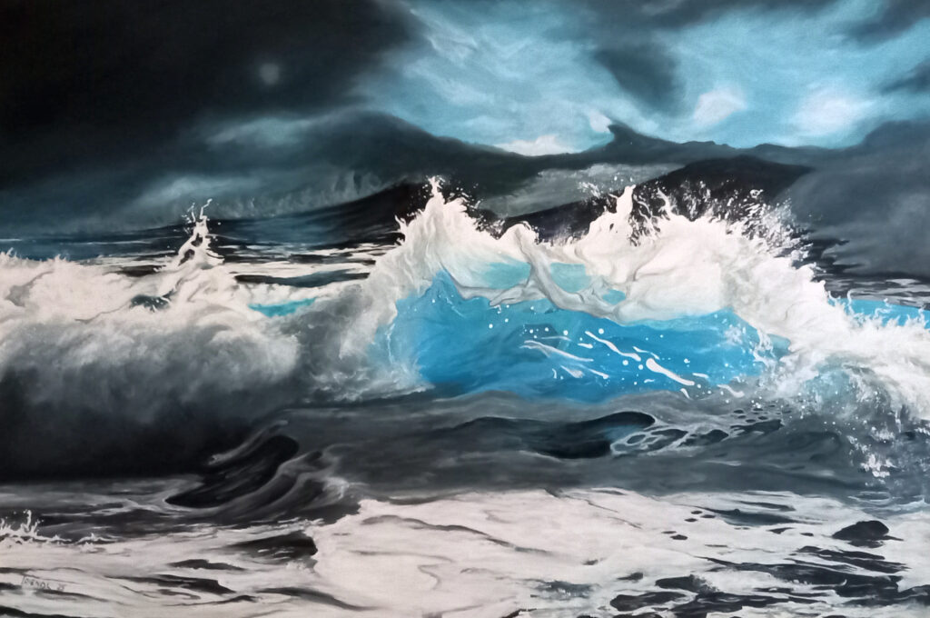 SCHREI IN DER BRANDUNG  Acryl/Leinwand  120x80cm