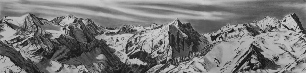 Stubai Panorama   Kohle/Kreide   210x50cm
