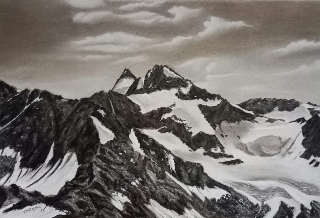 Zuckerhütl - Kohle/Kreide - 50x70cm